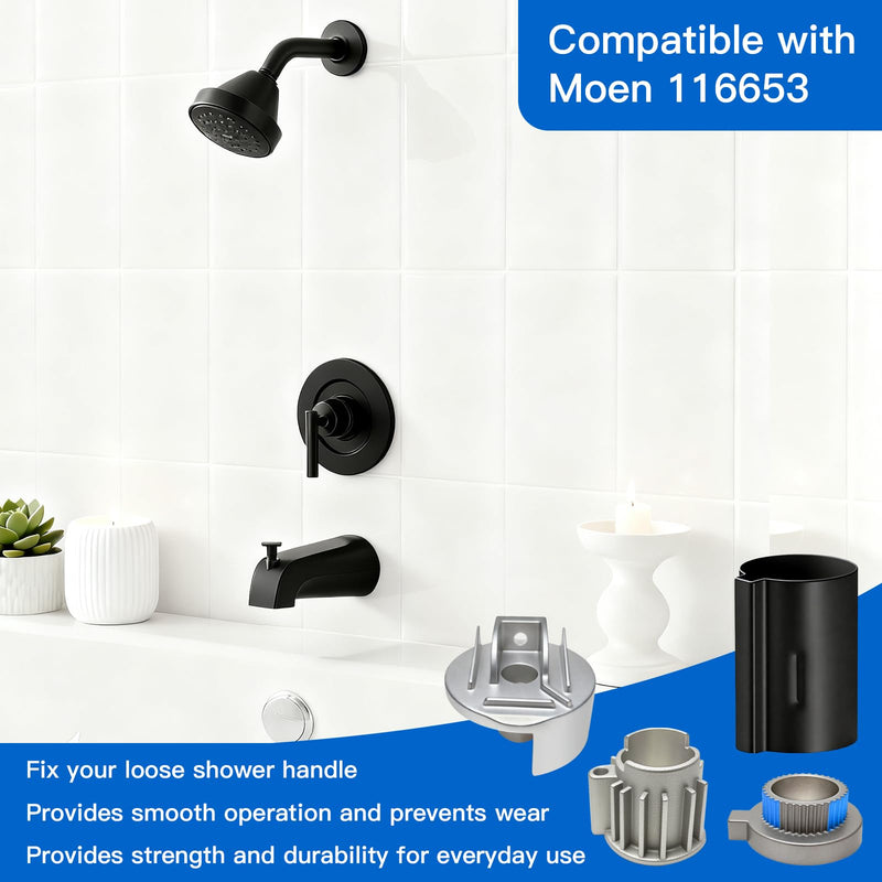 Replacement for 116653 Adapter, Stop Tube and Temperature Limit Stop Kit Replacement for 96987, Shower Handle Parts for Bathtub Faucet Valve Repair Kit, for Cartridge,All Metal