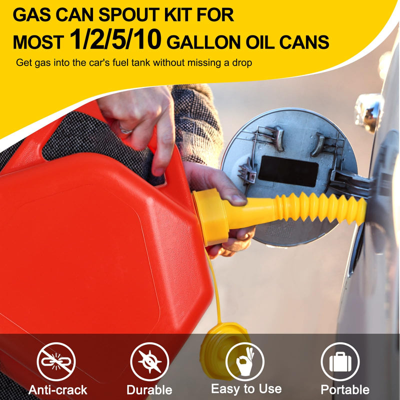 Gas Can Spout Replacement, Upgrade Gas Can Nozzle 5 Kit, Extendable Length up to 11.7", Flexible Pour Nozzle Suitable for Most 1/2/5/10 Gal Oil Cans, Gas Spout Replacement, Fuel Can Spout 5 Pack Extendable