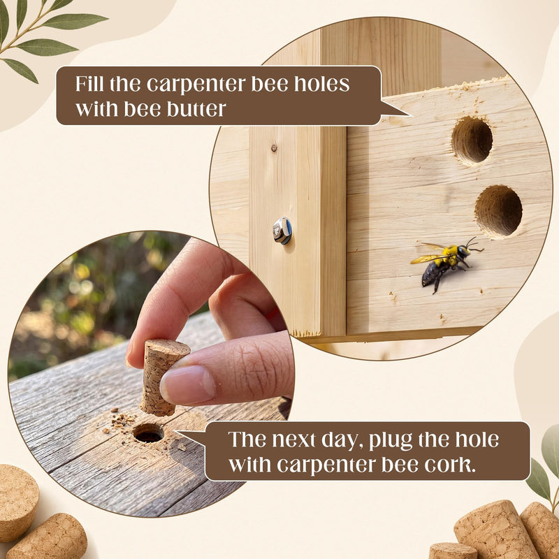 300 Pcs Carpenter Bee Corks 2 Size Carpenter Bee Holes Repair Kit