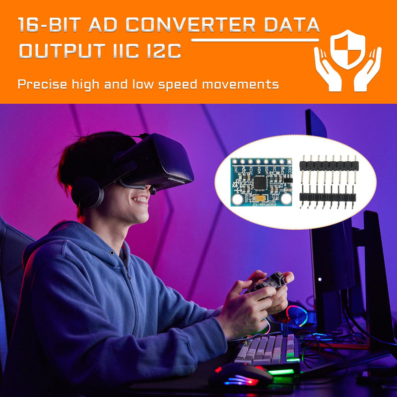 GY521 MPU6050 3 Axis Gyroscope and 3 Axis Accelerometer Module adopts 16 Bit AD Converter Data Output IIC I2C for Arduino(3 pcs)