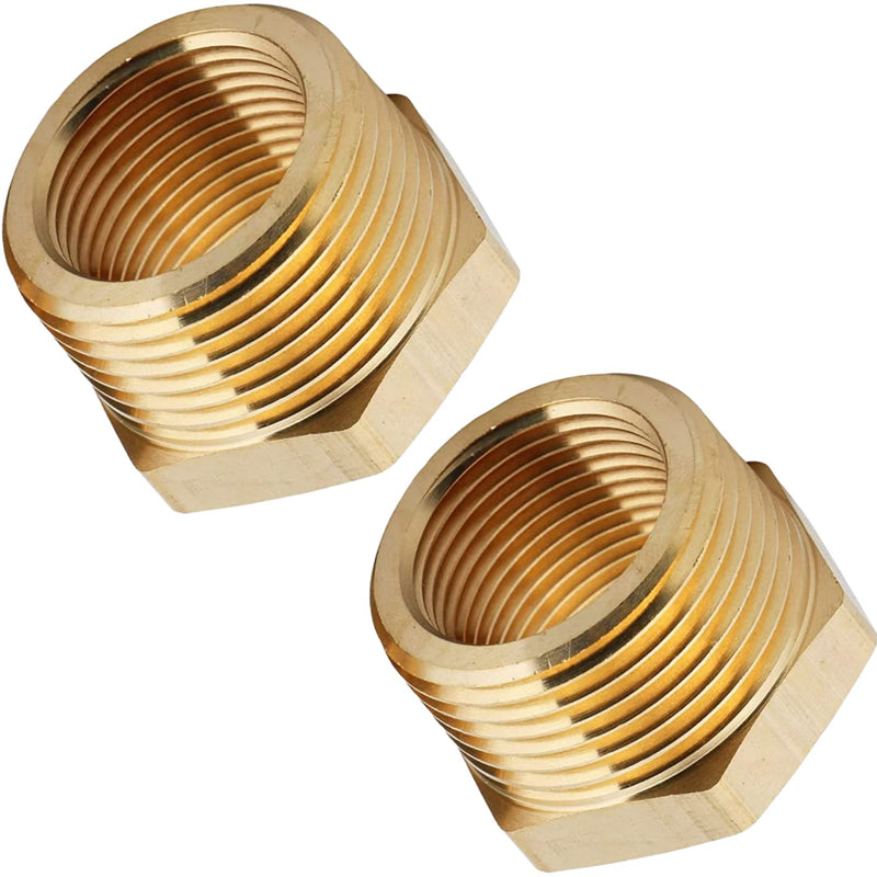2pcs 1" NPT Male x 3/4" NPT Female Brass Reducer Hex Bushing Threaded Pipe Fitting Adapter by CX WONDERLAND