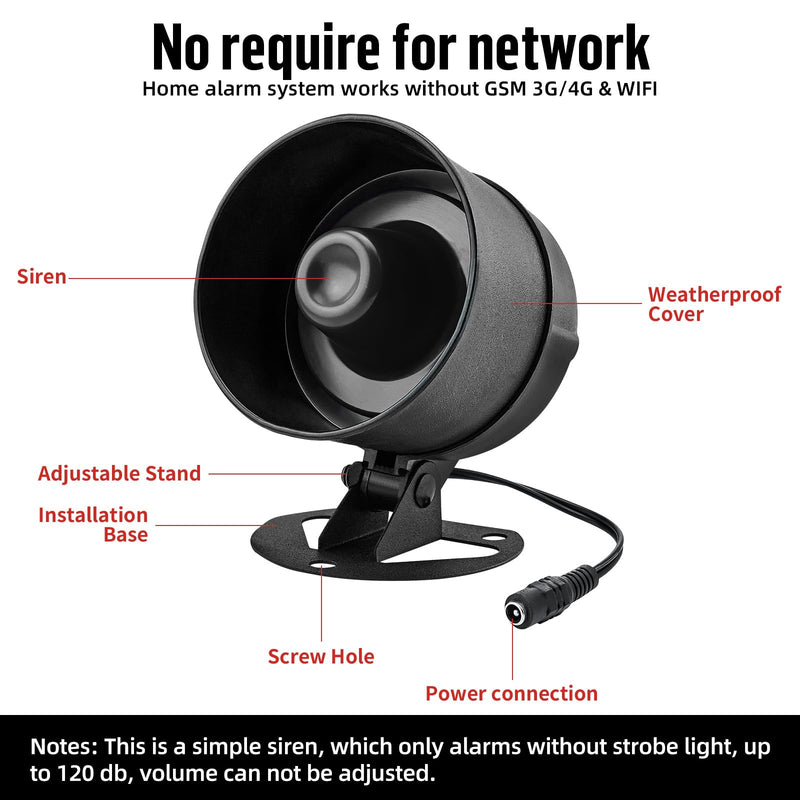 KERUI Indoor/Outdoor Security Alarm System Kit,Wireless Weatherproof Siren Horn with Remote Control and Door Contact Sensor Burglar Alarm for Home Basement Garage