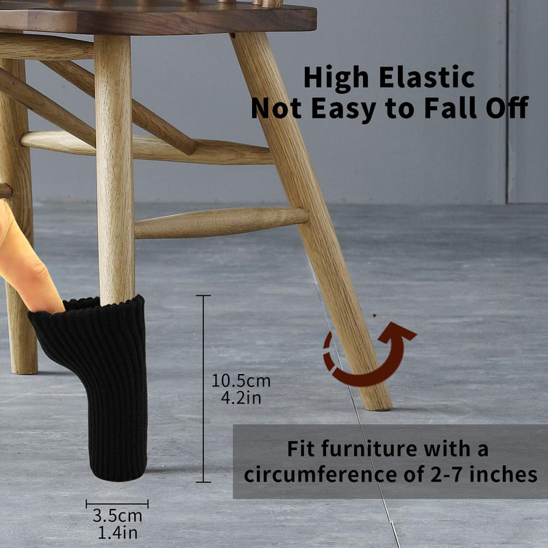 32 PCS Chair Leg Socks, Chair Leg Floor Protectors, Do not Easily Fall Off, Very Easy to Put on, Fits All Leg Shapes, Moving Easily and Reduce Noise (Black, 32pc) Black