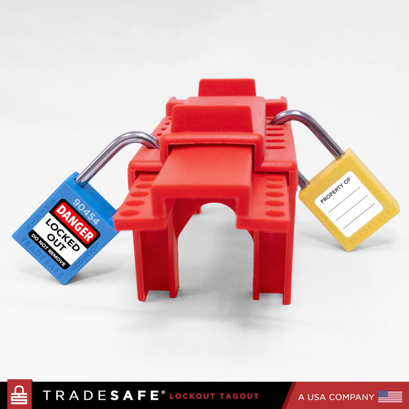 TRADESAFE Adjustable Ball Valve Lockout - Ball Valve Lock Out Devices for 1/2 inch to 4-1/4 inch Pipe Diameter, Valve Lock Out Tag Out, Water Valve Lock, Gas Valve Lock, 2 Pack