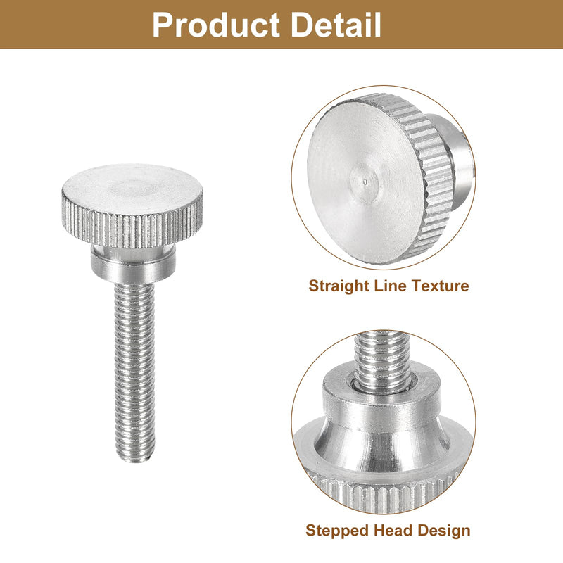 uxcell M5x25mm Knurled Thumb Screws, 5pcs 304 Stainless Steel Flat Knurled Head Thumb Screws Bolts with Shoulder Grip Knobs Fasteners