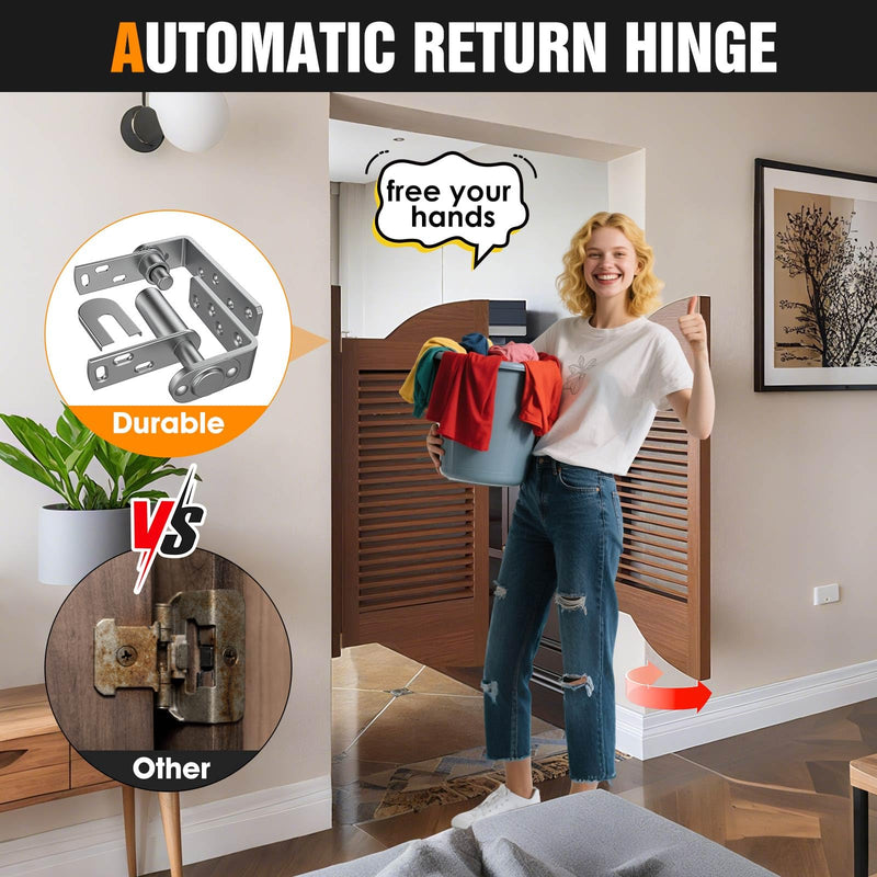 Cafe Door Hinges,Saloon Door Hinge,Swinging Door Hinges,Self Closing,304 Stainless Steel,for Saloon Doors、Cafe Doors、Swinging Doors、Courtyard Door (Silver-2PCS, Big) Silver-2PCS