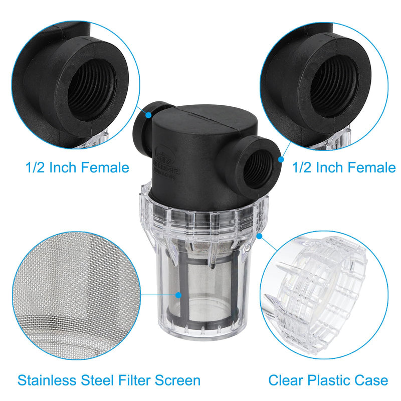 PATIKIL 1/2 Inch Female in-Line Strainer with 100 Mesh Stainless Steel Filter Screen Water Pump Filter for Garden Irrigation Pressure Washer Inlet