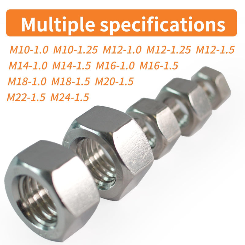 M14-1.25 Hex Nuts (27pcs), 304 Stainless Steel (18-8), Hardware, Metric, Fine Thread, DIN 934 M14-1.25