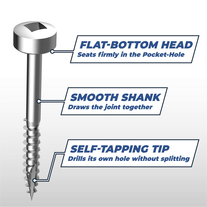 Kreg SPS-F125-100 Zinc Pocket Screws, 1-1/4 Inch #6 Fine Thread, Pan Head (100 Count)