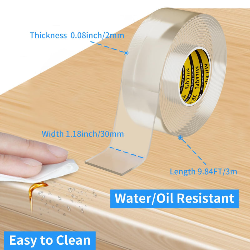 Clear Edge Protector Strip, 1.18in x 9.84FT, Sharp Edge Wrap Cover Tape, Self Adhesive Protective Bumper Corner Guards for Cabinet Door Desk Glass Table Bed Furniture, Kitchen Countertop, Waterproof 1 Pack x 1.18in x 9.84FT