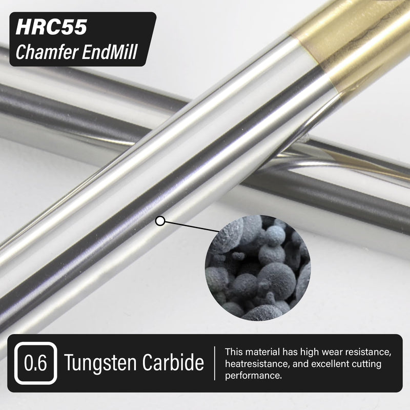 Carbide Chamfer End Mill 90 Degree 1/2" Shank Dia - V Groove CNC Carving Bits 4 Flutes ZrN Coating Milling Cutter V Bits for Alloy Steels, Hardened Steels 1/2 in 90°