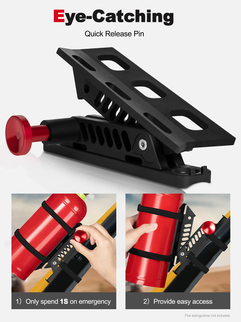 Adjustable Fire Extinguisher Mount, Easy Install on Roll Bar/ Cage Fire Extinguisher Holder, Quick Release Mounting Bracket for Jeep Wrangler JT TJ JKU JK JL UTV Cam-Am X3 Polaris RZR Ranger 1
