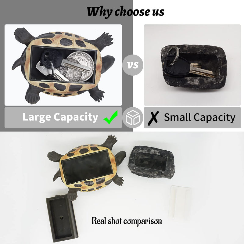 Spare Key Hider Turtle Shape Garden Decoration Safe Holder for Outdoor Yard Large Size Design (3.8×5.7×1.6 inchs)