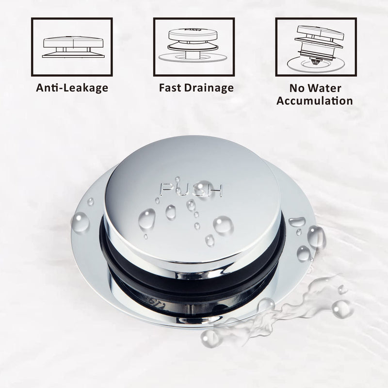 Artiwell Universal Tip Toe Bath Drain Stopper and Cover, Bathtub Drain Stopper, Replaces Lift and Turn, Tip-Toe and Trip Lever drains for Tub, EZ Installation and Clearing (Chrome Plated) Chrome Plated