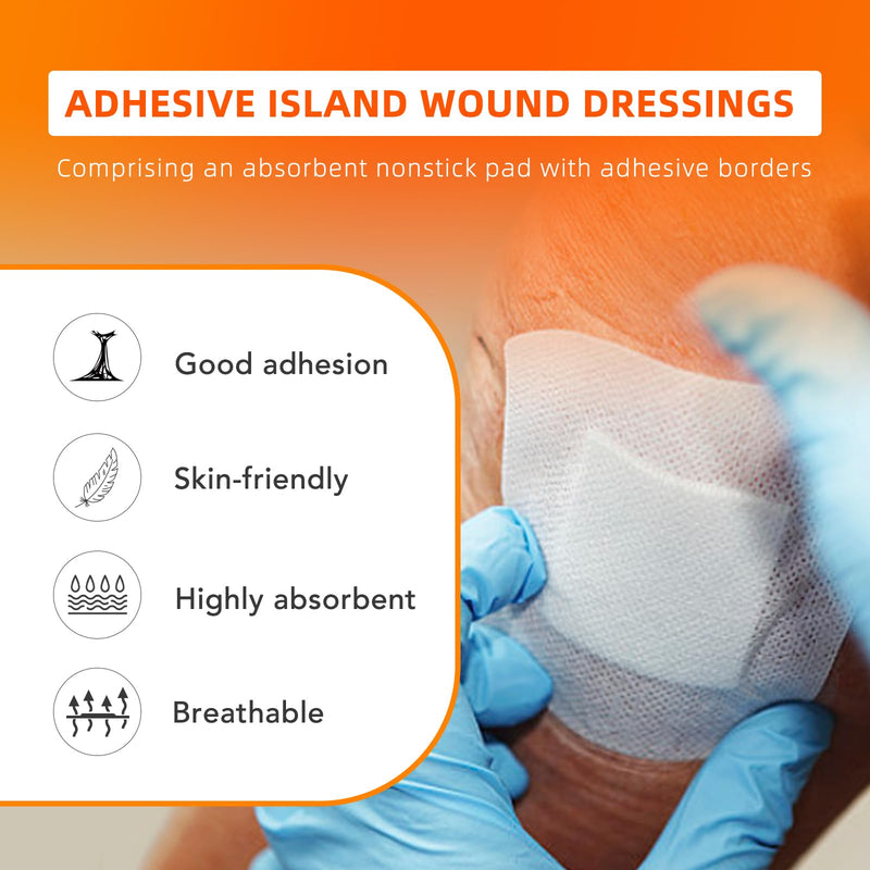 [4''x4''-30count] Carbou Island Dressing Bordered Gauze Sterile Individually Wrapped Gauze Pads,Highly Absorbent Adhesive Dressing Pad,Soft and Breathable Wound Dressing for Wound Care 4‘’x4''