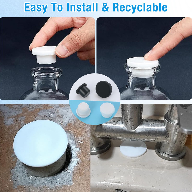20 Pcs 1/2 In/13 mm Silicone Rubber Plug for Round Holes, Waterproof T Type Rubber Stoppers, Soft Flexible Bottle Seal Button Plugs Tube Pipe End Caps Inserts Bathtub Jet Covers, White 13mm(1/2")