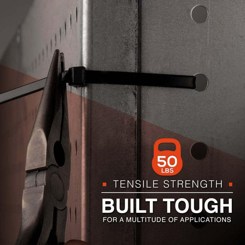 TR Industrial Multi-Purpose UV Resistant Black Cable Ties, 12 inches, 100 Pack 12"
