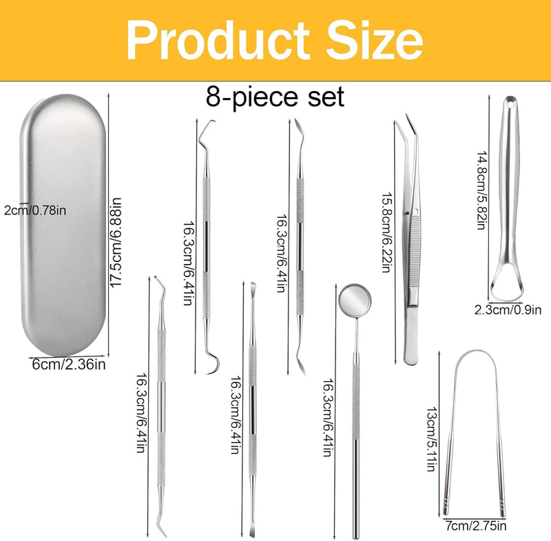 Tartar Remover Teeth Cleaning Set, 6 Dental Care Set, Dental Teeth Cleaning Kit, with Dental Probe Dental Mirror Tooth Cleaner - Teeth Cleaning Between Spaces Remove Tartar Yourself - NewNest Australia