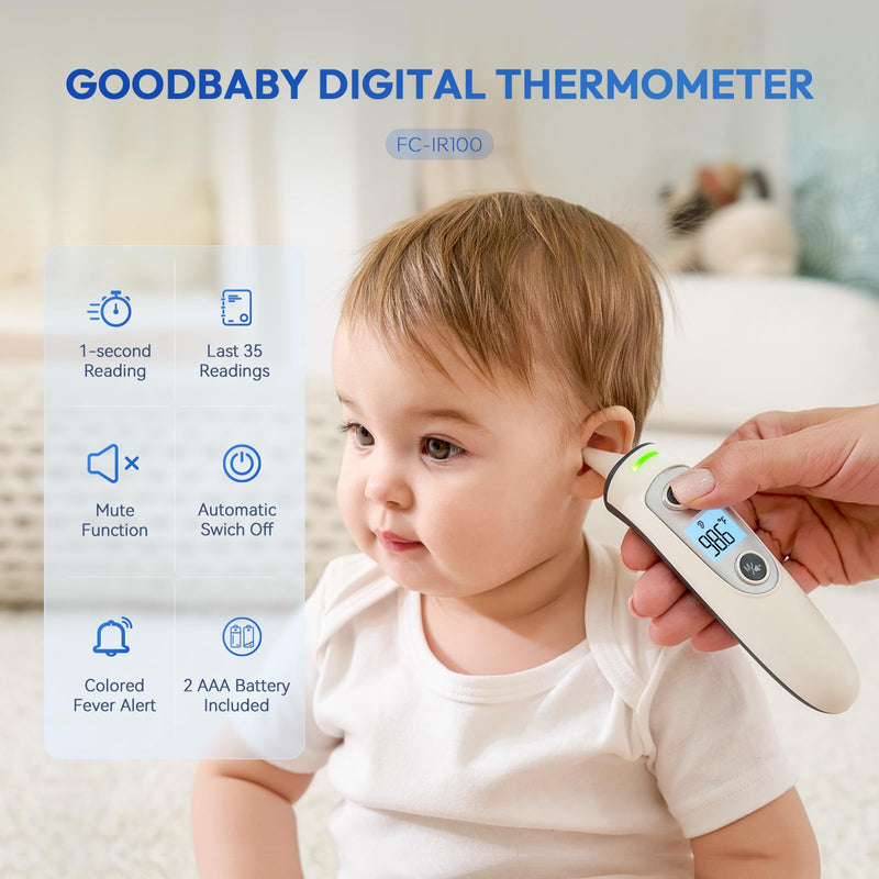 Ear Thermometer for Adults and Kids, Digital Accurate Ear and Forehead Thermometer with Fever Alarm, 1 Second Fast Result, FSA HSA Eligible, Easy to use, 2 in 1 Mode Grey