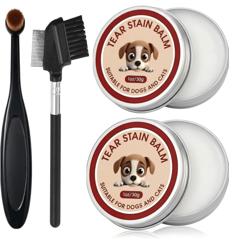 Angel Eyes Tear Stain Remover for Dogs, Tear Stain Remover Balm for Dogs & Cats with Pro Powder Brush – Natural Safe Gently Removes Eye Gunk & Stains – Great for White Dogs, Daily Eye Cleaning (2 PCS) 2