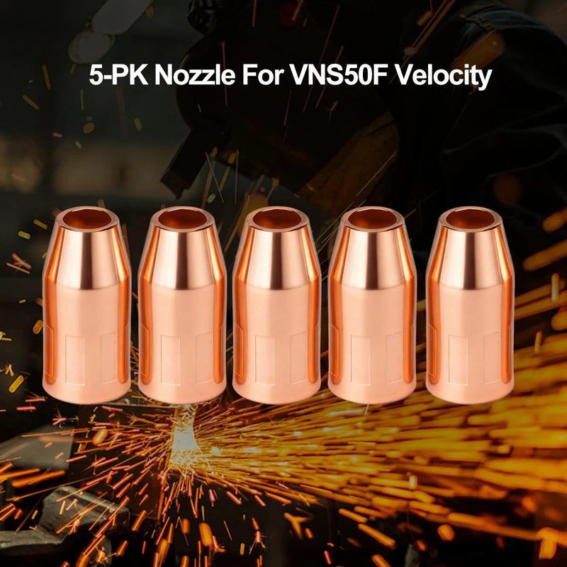 5-PK Nozzle For VNS50F Velocity Flush 1/2 Fixed Threaded Fits Tweco Fusion 140 180 220 250 MIG Welding Guns Part VNS50F Nozzle 5-PK