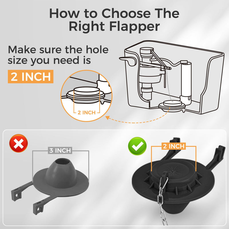 Universal Toilet Flusher Replacement Kit, Fill Valve, 2-Inch Flapper, Handle Replacement, Adjustable, Quiet, Easy to Install, Complete Toilet Parts Inside Tank Kit (Black, 2-Pack) Black