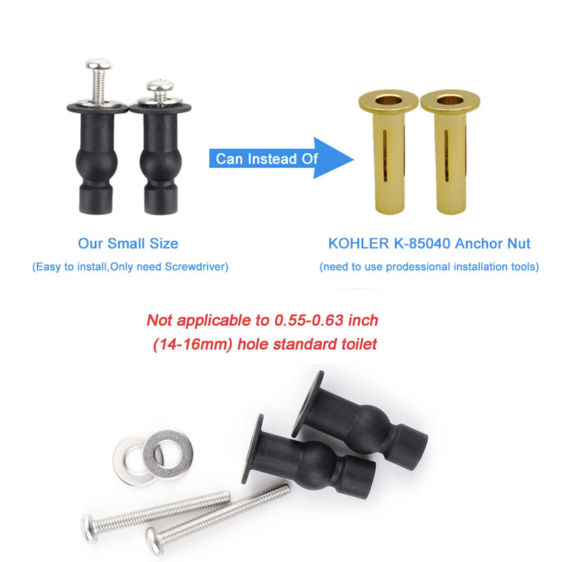 6 Pack Toilet Seat Hinges Screws Top Mount Nuts Screws Toilet Seat Fixings Expanding Rubber Toilet Seat Bolts Kit Compatible Black