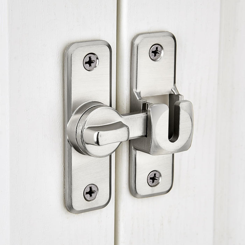 Silvery Enhanced Security Flip Latch Lock - Heavy-Duty 90/180 Degree Sliding and Swing Door Latch for Barns, Gates, and More Silvery_F47 1