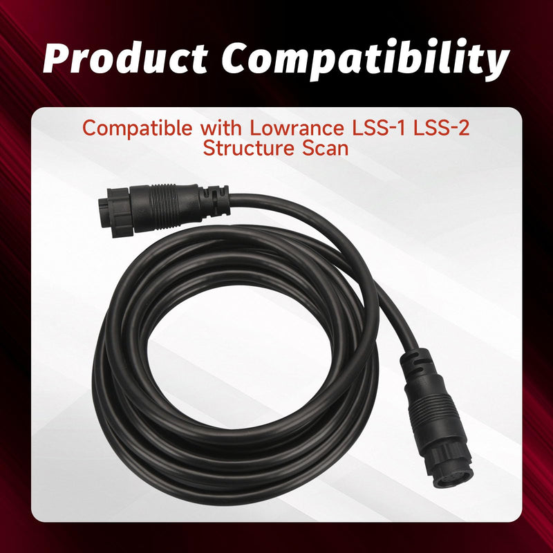 3005.6907 Transducer Extension Cable 10ft, 9-Pin Compatible with Lowrance LSS-1 LSS-2 Structure Scan Replace 000-00099-006