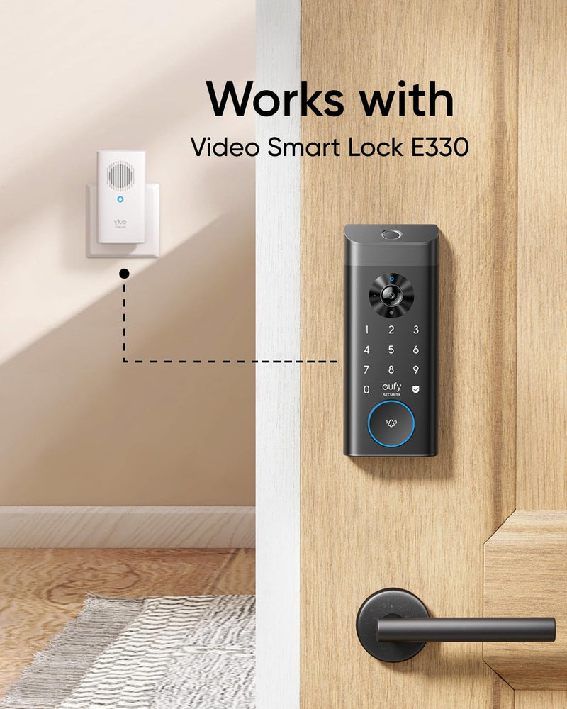 eufy Security Video Doorbell Add-On Chime, Indoor Chime, Requires eufy Security Video Doorbell E340/C30/C31, No-Delay Ring, Adjustable Volume, 8 Fun Ringtones, only works with 2.4GHz Wi-Fi