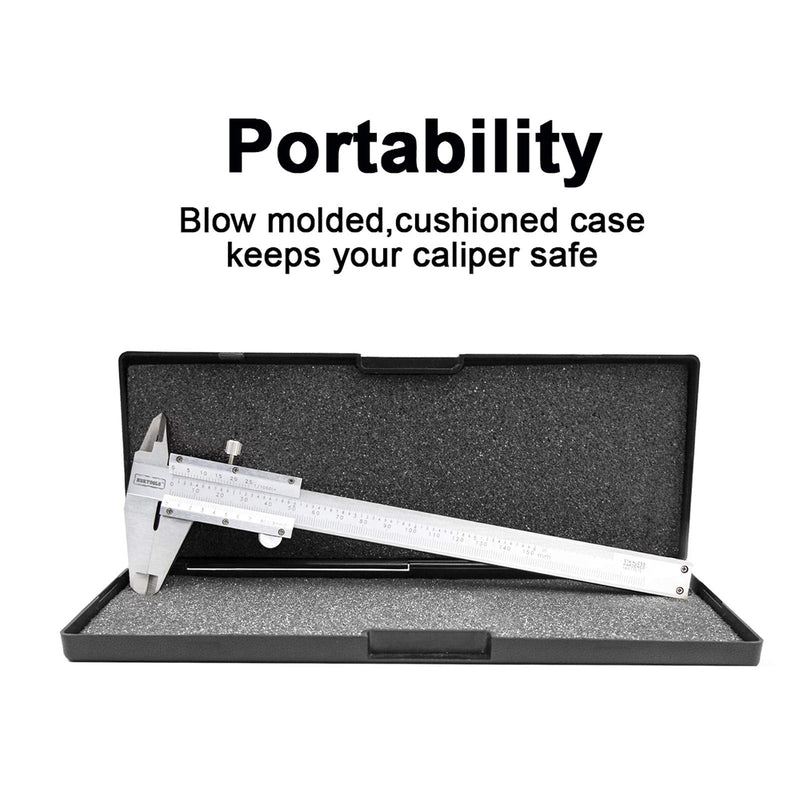 NORTOOLS Professional Vernier Caliper Stainless Steel for Inside, Outside, Depth and Step Measurements,6 Inch/150mm/0.001"/0.02mm-Strictly QC pc by pc onesize Set 4