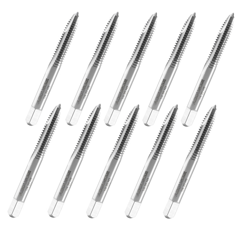 Accusize Spiral Point Tap 1/4-20NC H3 HSS 2-Flute, 10 Pc Set | ANSI Ground Plug Tap, Right-Hand Cut, Bright Finish, 2-1/2 in OAL, 1 in Thread Length, SPT-1/4-20x10