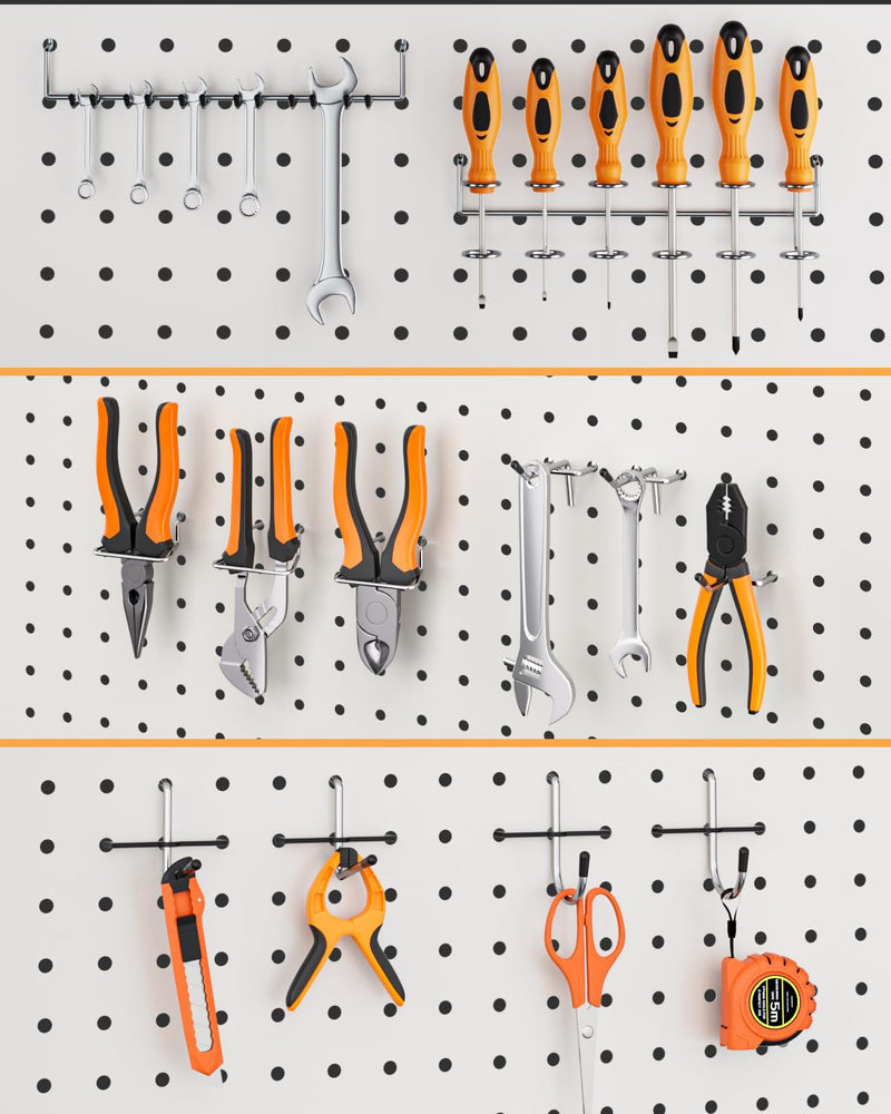 INCLY Pegboard Hooks Set for Hanging Tools, 206PCS Heavy Duty Peg Hook Hanger & Holder Fit 1/4 1/8 Inch Pegboard for Craft Assortment Garage Organizer Bins Attachment Peg Board Accessories
