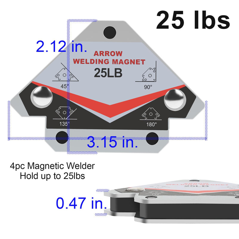GUTIMORE 25LB Welding Magents, Pack of 4, Heavy Duty Angle Holding Magnet Holder 25LB-4P