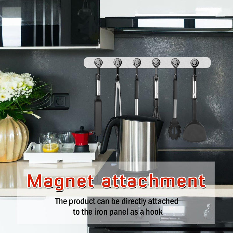 FINDMAG Magnetic Hooks 30 LBS Magnetic Hooks Cruise Black Heavy Duty Strong Neodymium Swivel Magnet Hook for Hanging, Magnets with Hook for Refrigerator, Grill, Locker - 6 Pack 6Pack 30Lbs+