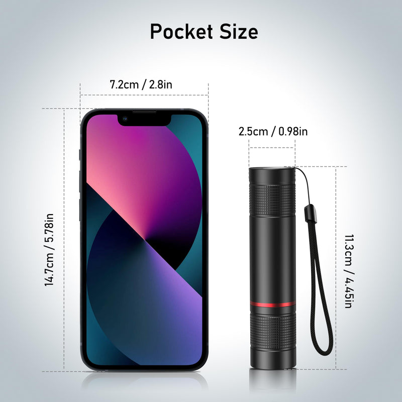 Blukar Flashlight Rechargeable, 2000L High Lumens Flashlight, Super Bright Small LED Flash Light- Zoomable, Adjustable Brightness, Long Lasting for Camping, Outdoors and Home Emergency Black 1 Pack