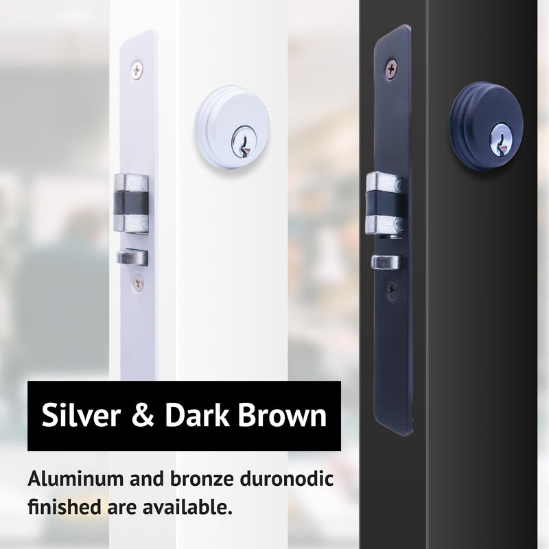 elox Storefront Narrow Stile Aluminum Door Mortise Deadlatch Lock Double Keyed Zinc Cylinder & 4 Keys, Handing Reversible, 1-1/8" Backset, in Bronze Duronodic Finish