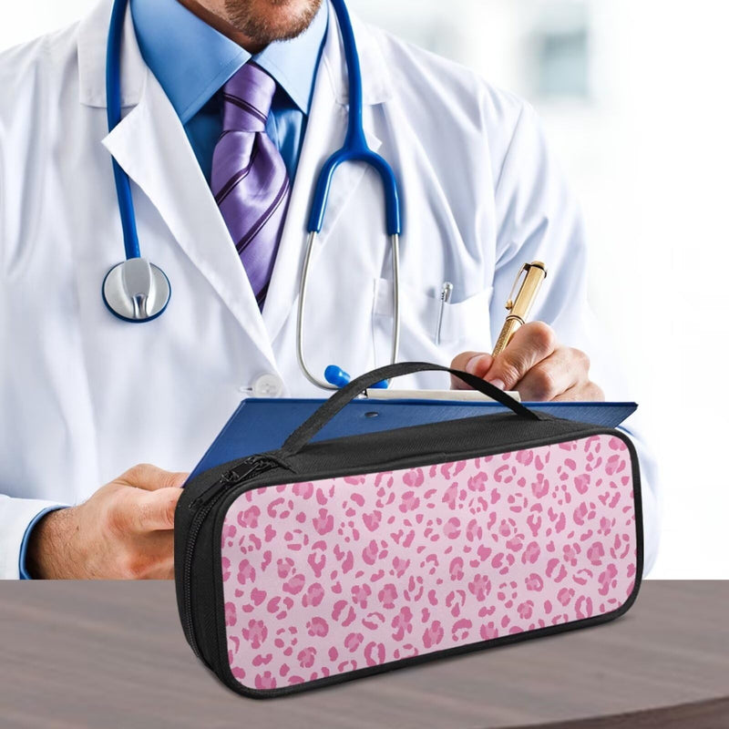 Pink Leopard Print Stethoscope Case Fits 3M Littmann Classic III,Lightweight II S.E,MDF Acoustica Deluxe Dual Head,Cardiology IV,Stethoscope Holder for Nurse Accessories for Work Pink Leopard Print