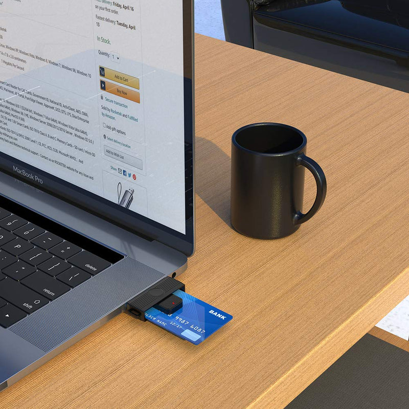 CAC Reader, DOD Military USB Common Access CAC Card Reader, Smart Card Reader Compatible with Windows, Mac OS and Linux