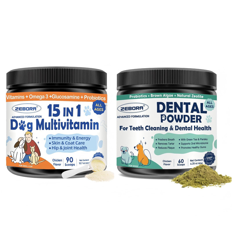 Dog Multivitamin Powder & Dog Dental Powder, Chicken Flavor