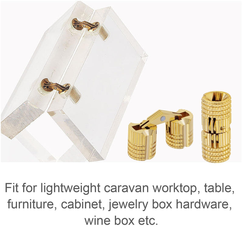 8Pcs 8 mm Hidden Brass Barrel Hinges, 180 Degree Opening Angle Concealed Furniture Hinges for DIY Jewelry Box Hand Craft (8, 8mm)