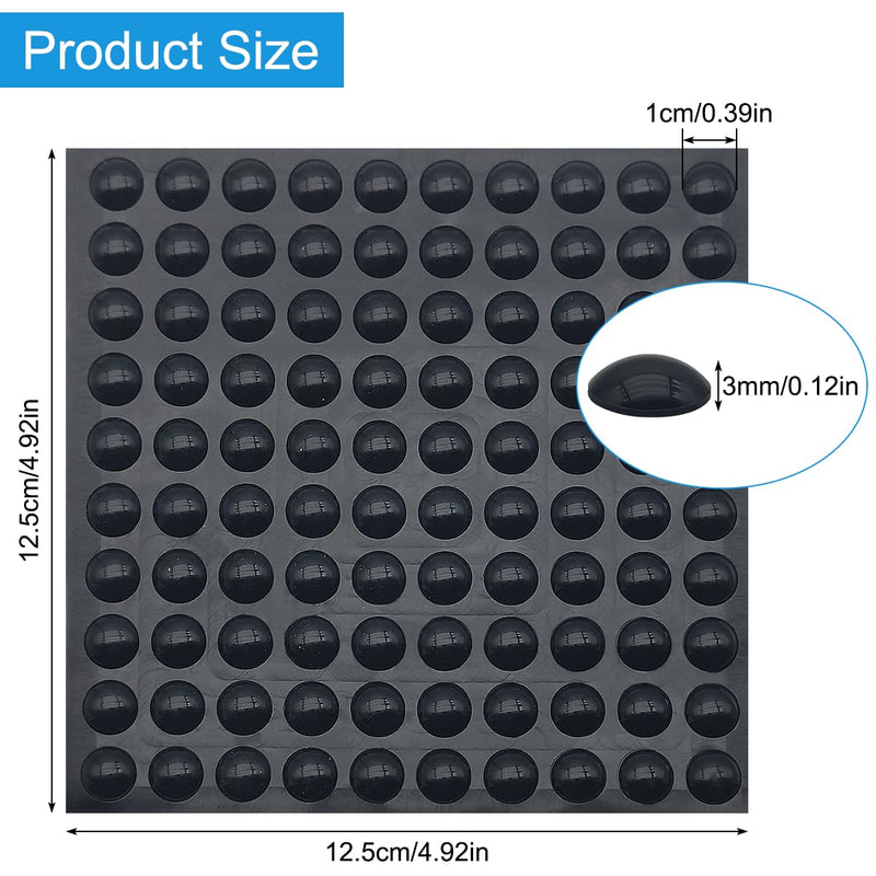 300 Pcs Combo Pack Clear Adhesive Bumper Pads, 3 Sizes Round Self Adhesive Sound Dampening Transparent Rubber Feet Pads for Cabinet Doors Drawers Glass Tops Picture Frames Cutting Boards,Black 3 Sizes-Black