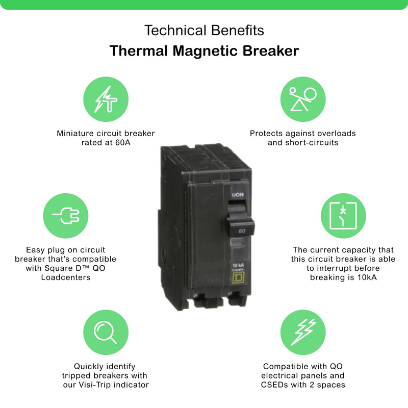 Square D by Schneider Electric QO260CP Square D Circuit Breaker 60 Amp Bulk6, No Size, No Color