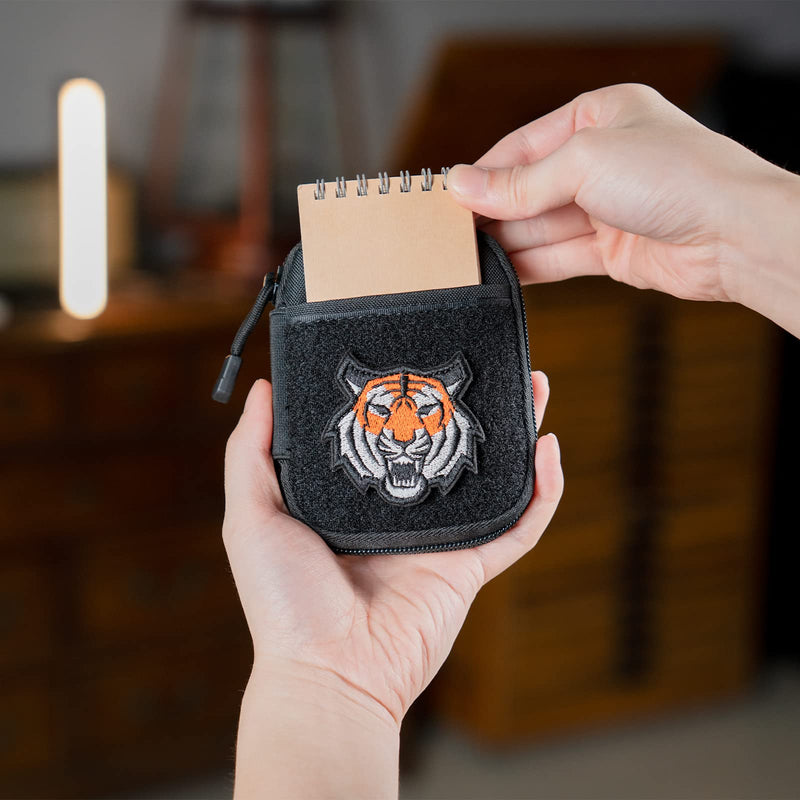 EDC Pouch, Pocket Organizer, Mighty Pouch for Men, EDC Bags with Patches, Small Tool Pouch with D-Ring, Elastic Organizers Utility Pouch for Multitools, Nylon Compact Organizer black