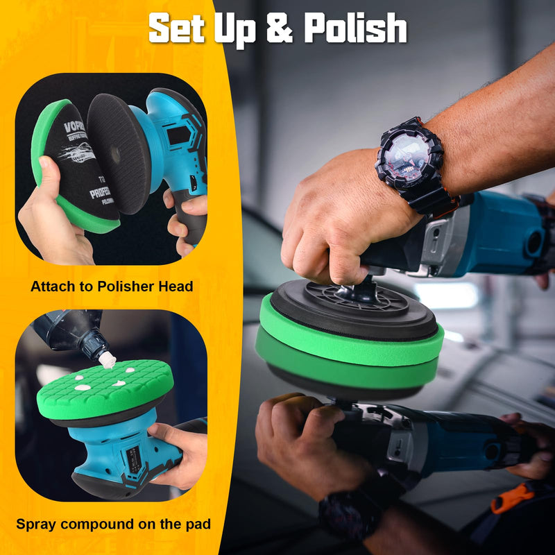 8 Pcs Buffing Polishing Pad, 5.5 Inch Buffing Pads, Compound Buffing Sponge Pads & Woolen Pads Cutting Polishing Pad Kit for Car Buffer Polisher 5.5 - Inch
