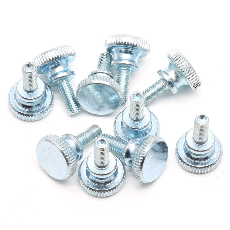Uenhoy 10 Pcs M4 Knurled Thumb Screws Znic Plated Flat Head Thumbscrews Grip Knobs - M4x12mm