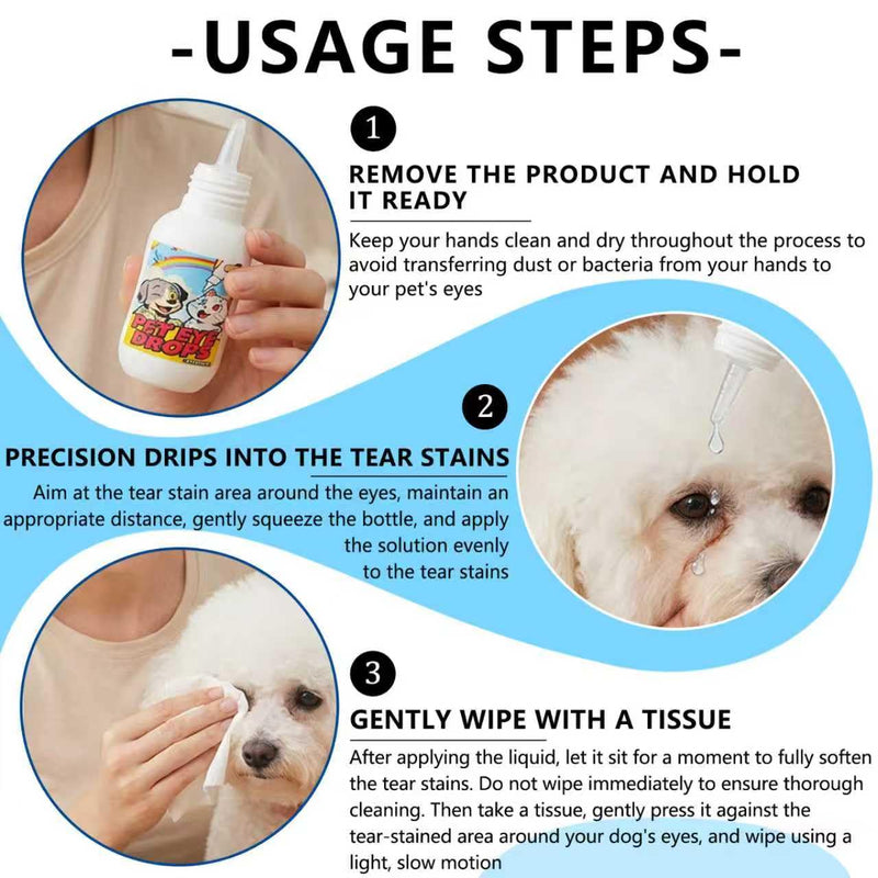 Pet Eye Drops for Dogs & Cats | Tear Stain Remover | Gentle Eye Wash Solution for Dry Eyes, Goopy Eyes | Safe Daily Eye Cleaner (2 fl.oz) 2 fl.oz