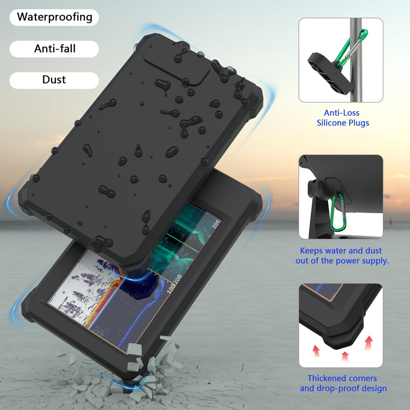 Fish Finder Protective Silicone Skin Case and Sun Cover for Lowrance Eagle Eye 9’’ and Lowrance Eagle 9’’– Full-Coverage, Anti-Scratch, Non-Slip Case（Black）