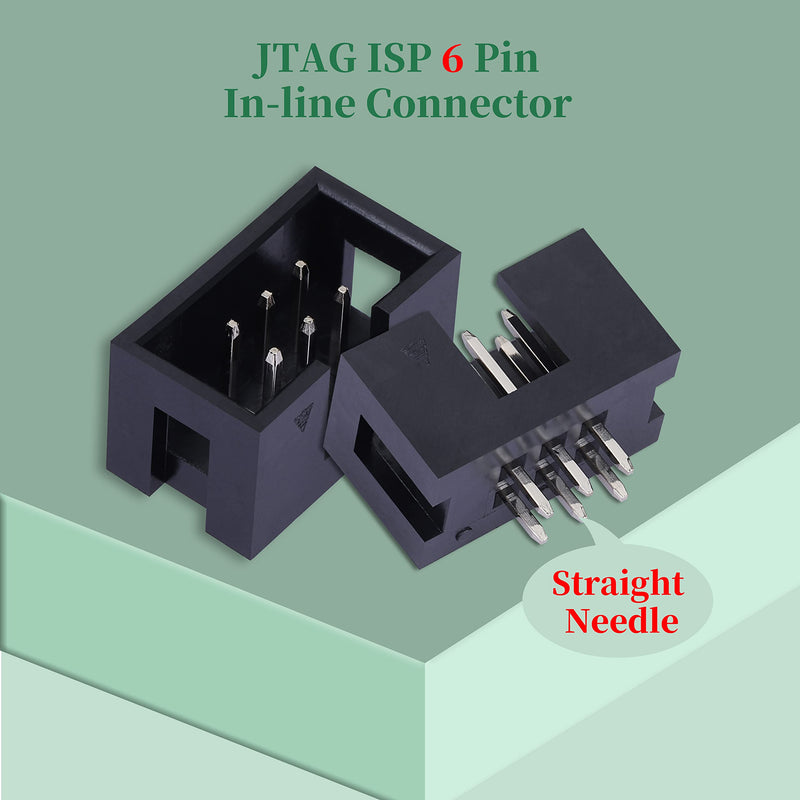 20 Pieces IDC 2 * 3 Double Row 2.54 mm Pitch JTAG ISP 6-Pin Straight Pin in-line Box Header Connector Adapter Cable Male Socket Terminal for PCB Electronic Equipment Projects. 2.54 mm Male Socket Terminal