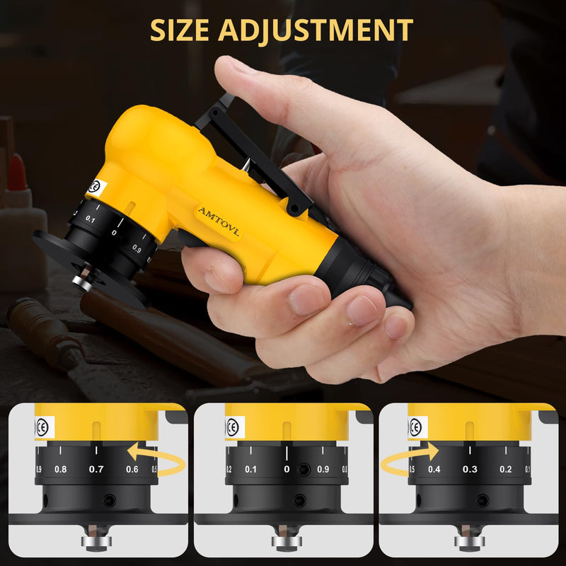AMTOVL Air Chamfer Tool - Mini Pneumatic Chamfering Machine, 30000 RPM Pneumatic Chamfering Tool, 45 Degree Air Beveling Machine with 1/4 Inch Air Inlet for Metal, Wood, Acrylic Deburring and Trimming Yellow